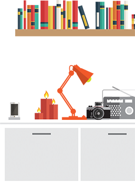 shelves clutter